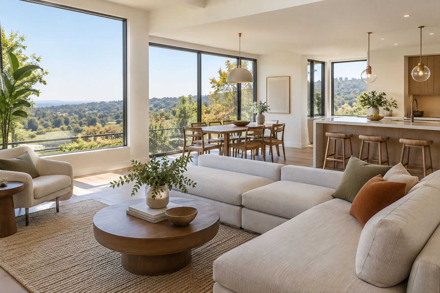 A bright East Bay area home interior, illustrative